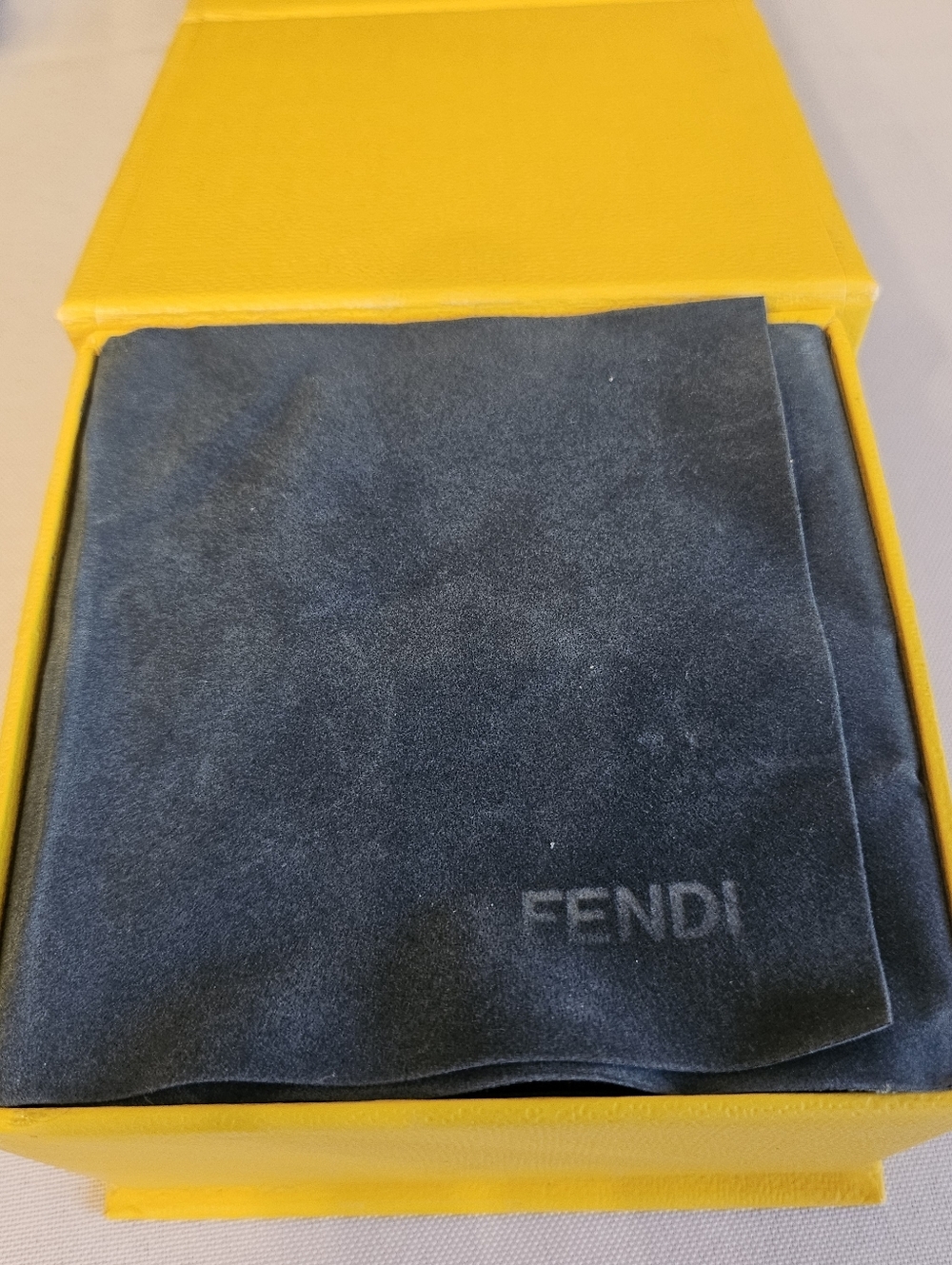 Fendi Gold Tone Black Leather FF Logo Hinged Bangle Bracelet w/ Box - Picture 5 of 6